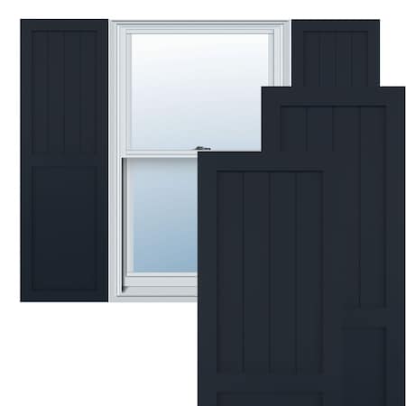 True Fit PVC Farmhouse/Flat Panel Combination Fixed Mount Shutters, Starless Night Blue, 12W X 34H